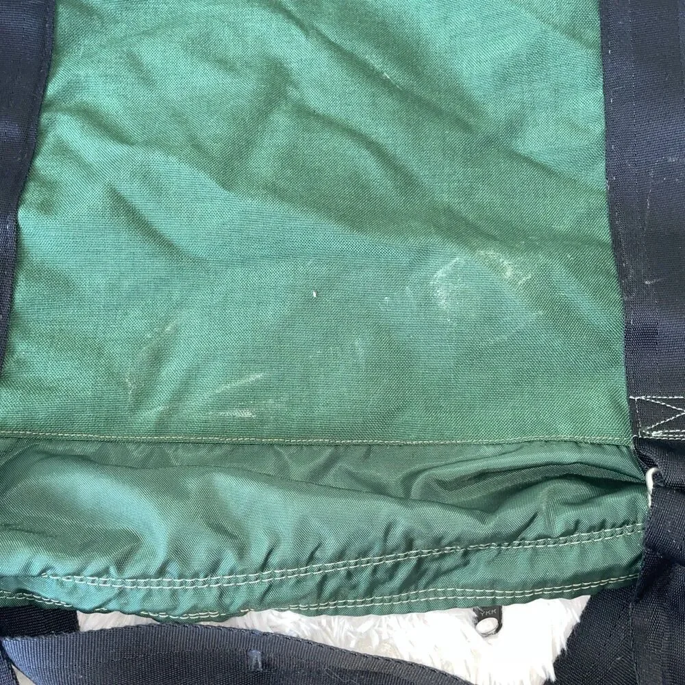Vintage LL Bean Canvas Duffle Bag Green Black Freeport Maine 30” X 10” X 12”